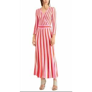Foxiedox Echo Maxi Sweater Dress long pink multicolor stripe XS